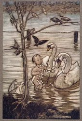 Danach sagten die Vögel, sie würden ihm nicht mehr bei seinen verrückten Unternehmungen helfen (aus Peter Pan in Kensington Gardens von J. M. Barrie)